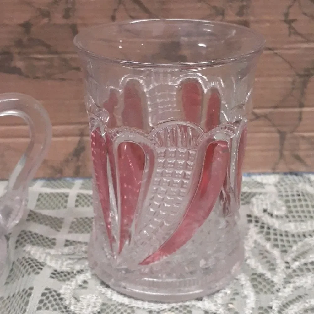 HEART Ruby/Gold Stained‎ sugar bowl/glass 1890-1910EAPG by US GLASS BLAZIN  rare